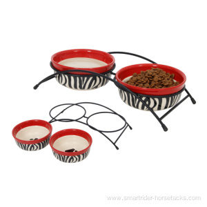 Wholesale portable custom elevated double ceramic pet bowl